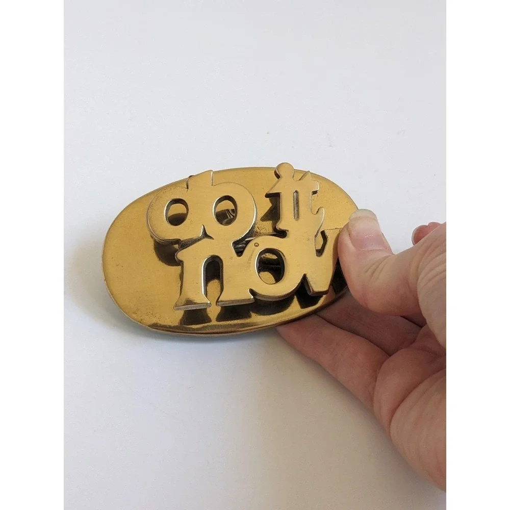 Vintage Solid Brass Do It Now Paper Clip Memo Holder Desk Accessory Mid Century